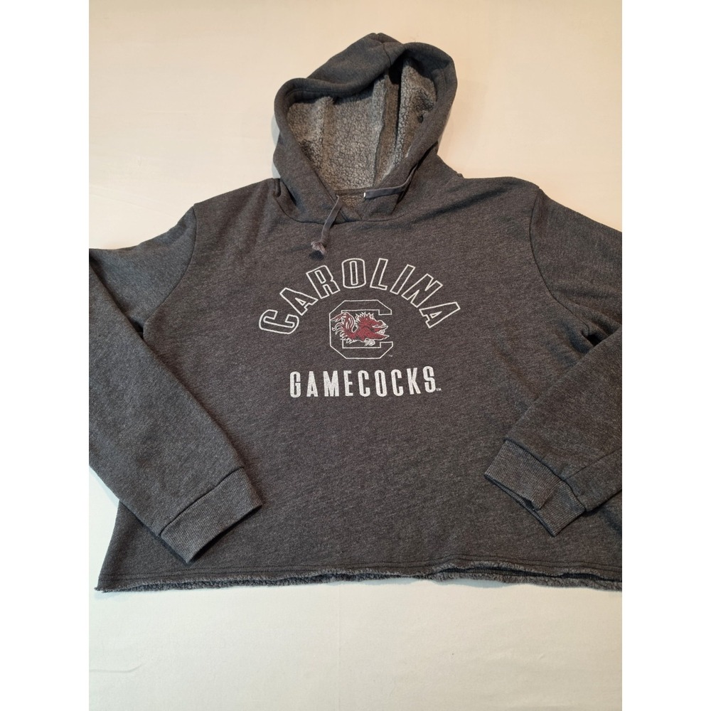 south carolina gamecocks Blue 84 Womens Crop Long Sleeve Hooded Sweatshirt Large